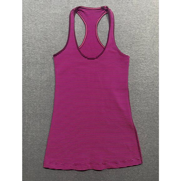 Lululemon Cool Racerback Hyper Stripe Raspberry Glo Light / Plum Size 4 - Picture 4 of 7